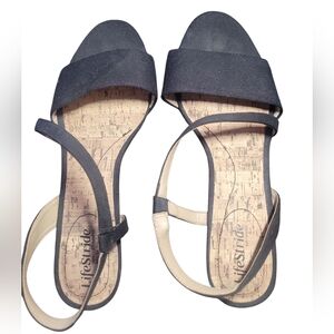Life Stride Women's Black Strappy Sandals Sz 11